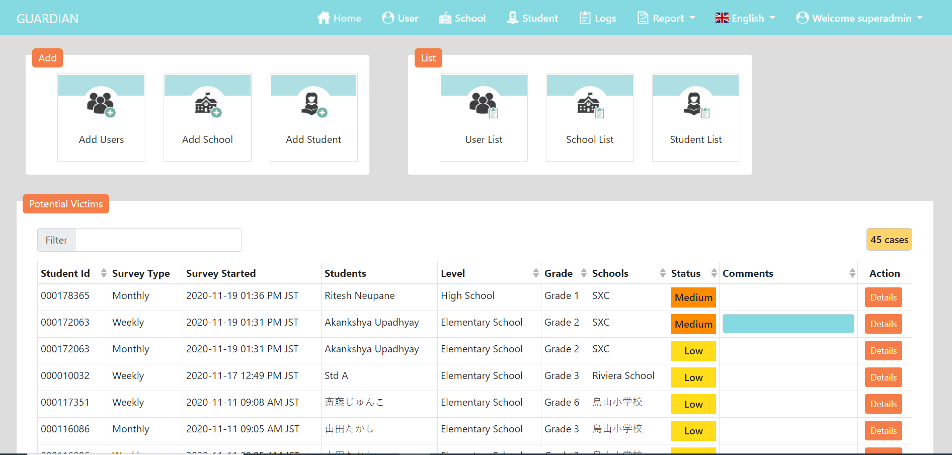 JSIE GUARDIAN — Student Watchlist En