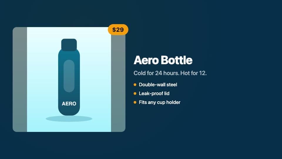 Frame from a 16:9 video rendered with GuidedReel's Product Advertisement template